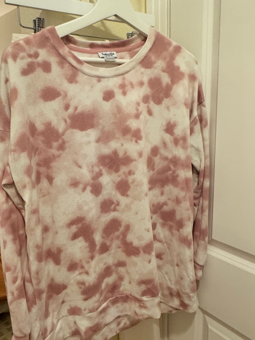 Splendid Pink and Cream Tie-Dye Crewneck
